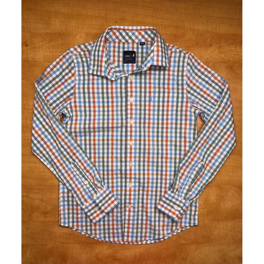 Johnnie-O Boys Performance Gingham Check Button Down Shirt Multi Color Size 12